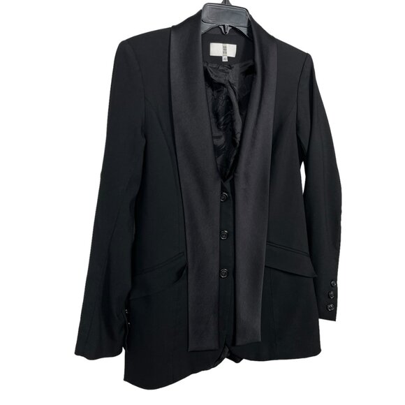 Irene Van RYB Blazer Womens 40 US 8 Black Satin Collar Wool Blend Three Button - Picture 4 of 11